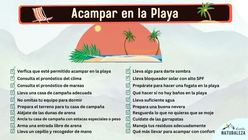 checklist para acampar en la playa