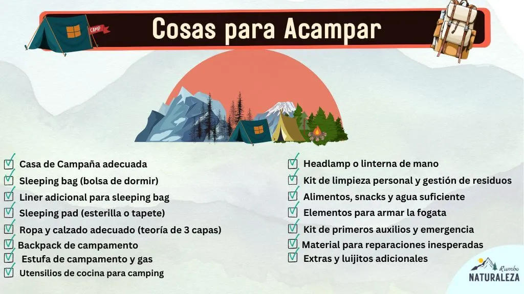 checklist de cosas para acampar