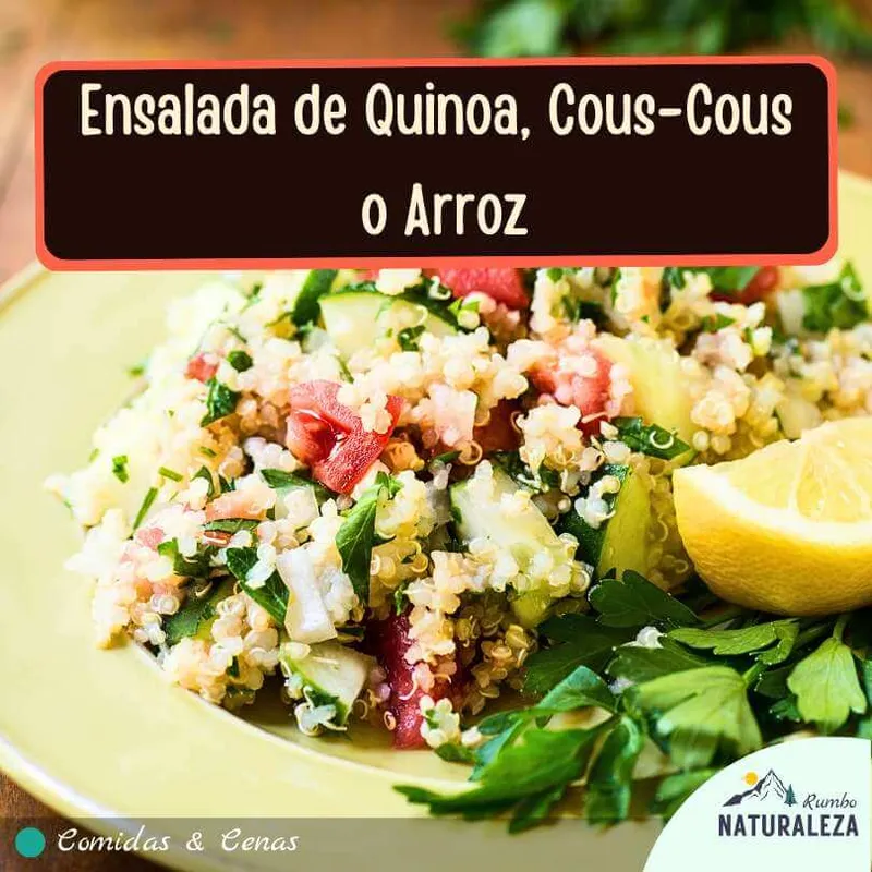 ensalada de quinoa o cuz cuz para cenar al acampar