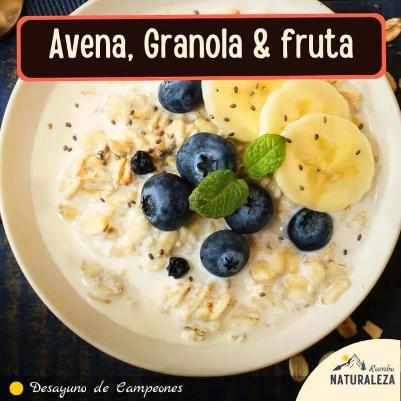 avena con fruta y granola (desayundo de camping)