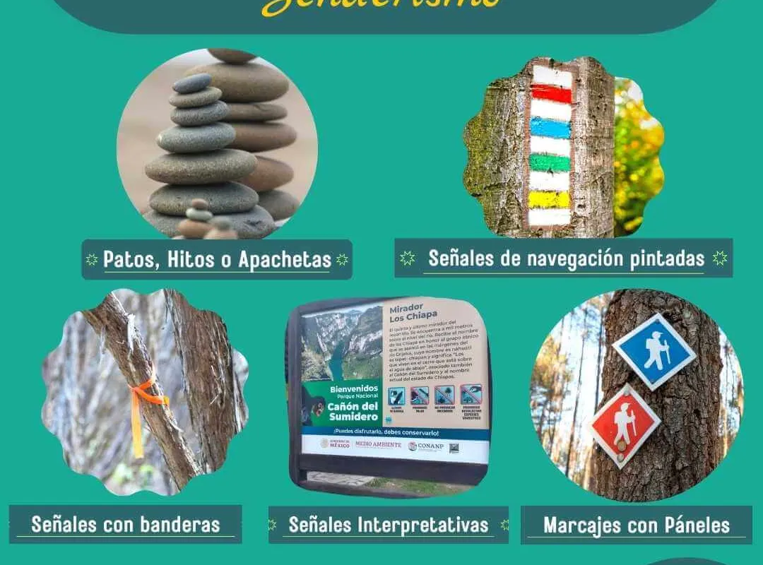 infografia tipos de señales de senderismo
