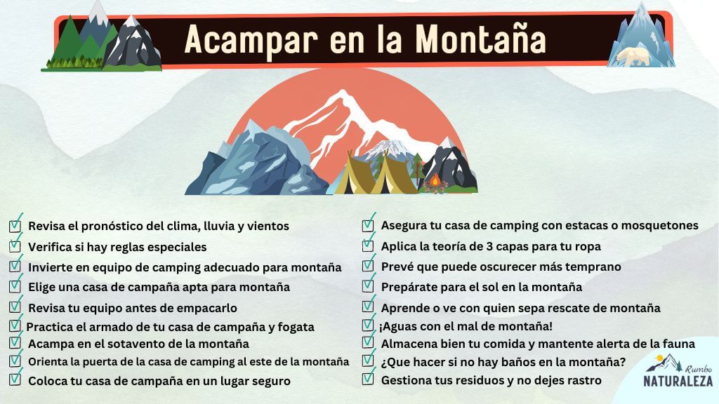 checklist de tips para acampar en la montaña