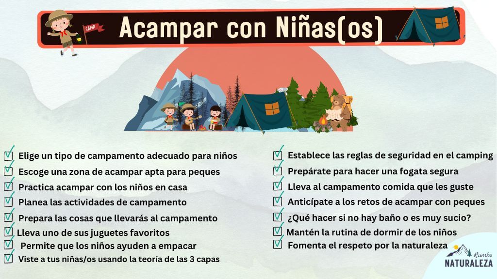 checklist de tips para acampar con niños